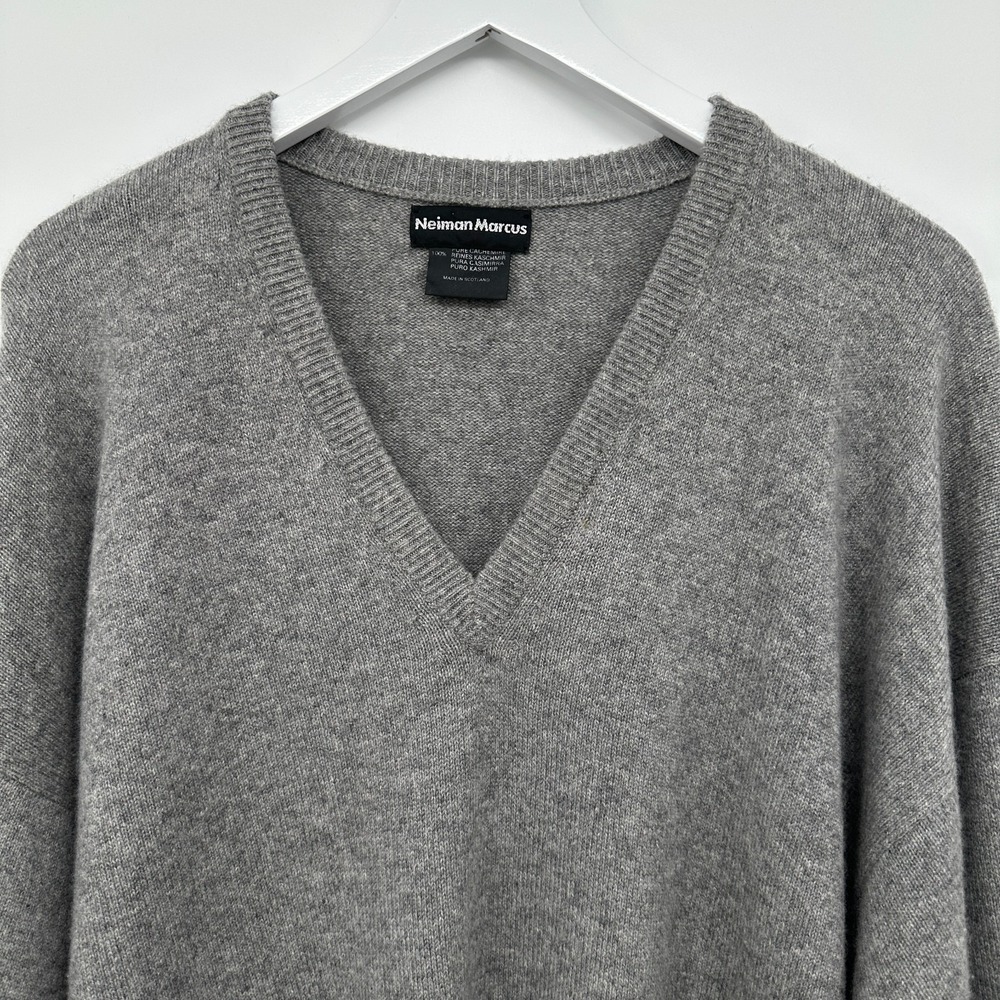 Vintage 80s Neiman Marcus Mens XXL 100% Pure Cashmere Made in Scotland V Neck - Picture 4 of 11